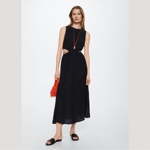 Mango side slit dress in black size L